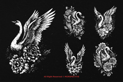 10 Bundle Dark Art Swan Floral Flower Bird Swan Feathers Product Image 5