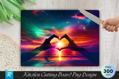 Couple Forming Heart Hand Sunset Cutting Board PNG Design Product Image 1