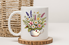 Wildflower Teacup PNG, Botanical Floral Sublimation Design Product Image 3