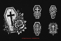 10 Bundle Dark Art Coffin Death Body Man Floral RIP Grave Product Image 5