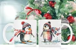 Watercolor Penguins cliparts. 4 PNG sublimation Product Image 5
