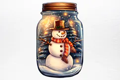Christmas in Jar Watercolor Clipart PNG Product Image 3