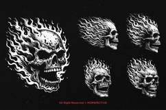 10 Bundle Dark Art Flamming Skull Fire Burning Tattoo Product Image 5