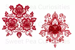 Embroidery, Flowers, Lace, PNG, Clipart, Red Product Image 3