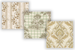 Victorian Toile Digital Paper Pack, Vintage Floral Toile Product Image 3