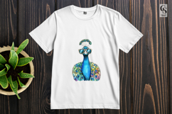 Watercolor Peacock with Sunglasses Clipart PNG Product Image 3