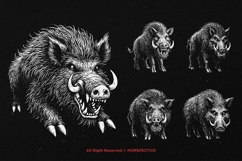 10 Bundle Dark Art Boars Wild Animal Beast Pig with Fangs Product Image 5