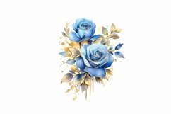 Blue and Gold Sparkling Roses clipart Product Image 3