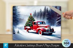 Vintage Truck with Christmas Tree Cutting Board PNG Design Product Image 1