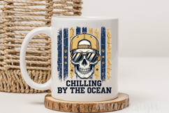 Cool Skull Summer PNG Chilling By The Ocean Sublimation Product Image 3