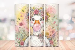 Coquette Bubblegum Goose 20 OZ Skinny Tumbler Wrap PNG. Product Image 3