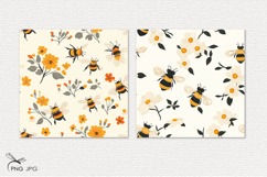 Flowers and bees digital paper Product Image 3