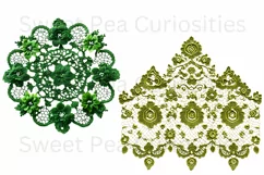 Embroidery, Flowers, Lace, PNG, Clipart, Green Product Image 3