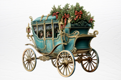Vintage Green Christmas Clipart PNG Product Image 3