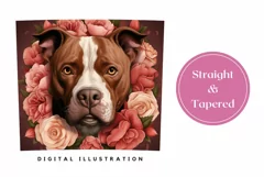Pitt Bull Tumbler Design, Floral Dog Sublimation Tumbler PNG Product Image 3