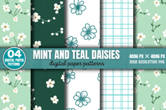 Mint and Teal Daisies Digital Bundle PNG Product Image 4