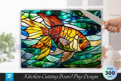 Stained Glass Fish Cutting Board Sublimation Design Product Image 1