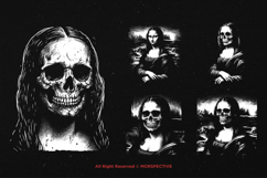 10 Bundle Dark Art Monalisa Skull Girl Scary Head Mona Face Product Image 5