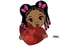 Valentine Girl Holding Red Heart Clipart Svg T-Shirt Design Product Image 3