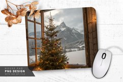 Rustic Christmas with Snowy Mountain Mouse Pad PNG Design Product Image 1