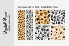 Dog Paw Digital Paper Seamless Scrapbook Paper Product Image 2