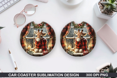 Giraffe Car Coaster Sublimation| Christmas Coaster PNG Product Image 1
