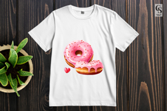 Heart Shaped Pink Donut Clipart Sublimation PNG Product Image 3