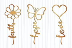 Faith Hope Love with Heart Butterfly Flower Laser Cut Files Product Image 3
