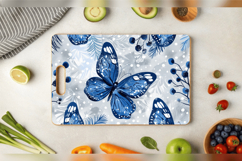 Winter Blue Butterfly Cutting Boards sublimation Design Product Image 3