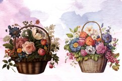 Watercolor Flower Basket Clipart Bundle, Watercolor Flower Product Image 4