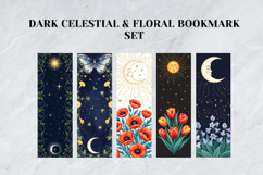 Dark Celestial &amp; Floral Bookmark Set,Mystic Moon &amp; Gothic Product Image 3