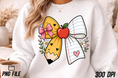 Teacher Pencil Coquette Bow PNG Positive Sublimation Product Image 4