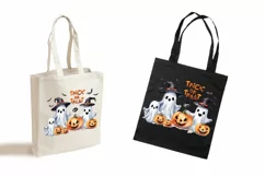 Trick or Treat, Halloween Lettering PNG, Ghost and Pumpkin Product Image 3