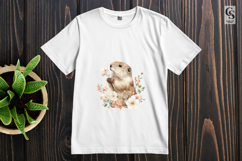 Watercolor Marmot Holding Flowers Clipart Sublimation PNG Product Image 2