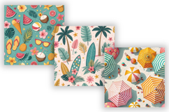 Coastal Pop Digital Paper Pack, Seamless Retro Beach Pattern Product Image 3