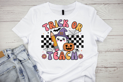 Trick or Teach PNG | Retro Teacher Halloween Sublimation Product Image 3