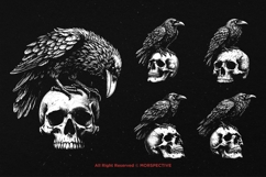 10 Bundle Dark Art Raven Bird Crow Skull Gothic Horror Product Image 5