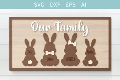 Easter Bunnies Family Sign SVG, Cute Bunnies Hanger Svg Product Image 1