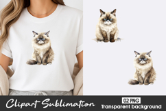 Cute Cat Watercolor Clipart PNG Product Image 1