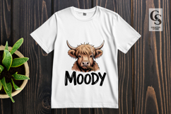 Moody Highland Cow Clipart Sublimation PNG Product Image 3