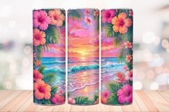 Floral Beach 20 OZ Skinny Tumbler Wrap Sublimation Png. Product Image 3