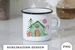 Watercolor Christmas house Sublimation design Product Image 3