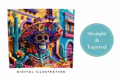 3D Sugar Skull Tumbler Wrap, 3D Skeleton Tumbler Design Product Image 3
