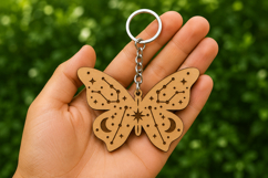 Boho Celestial Butterfly Keychain SVG - Laser Cut File Product Image 1