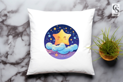 Cute Moon Star Cloud Clipart Sublimation PNG Product Image 3