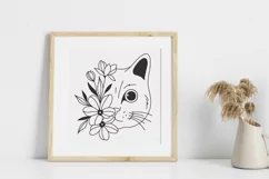 Cat with flowers svg, Cat face svg, Floral cat svg, png Product Image 3