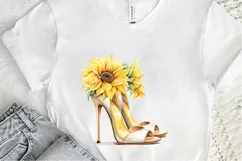 Sunflower High Heel Watercolor PNG Clipart Product Image 3