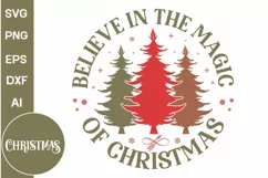 Believe In The Magic Of Christmas Round Sign SVG Design Product Image 3
