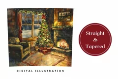 Christmas Fireplace Tumbler, Watercolor Christmas Tumbler Product Image 3