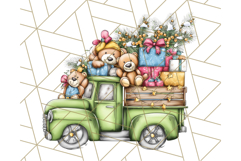 Vintage Christmas Truck Clipart PNG, Retro Holiday Vehicle Product Image 3